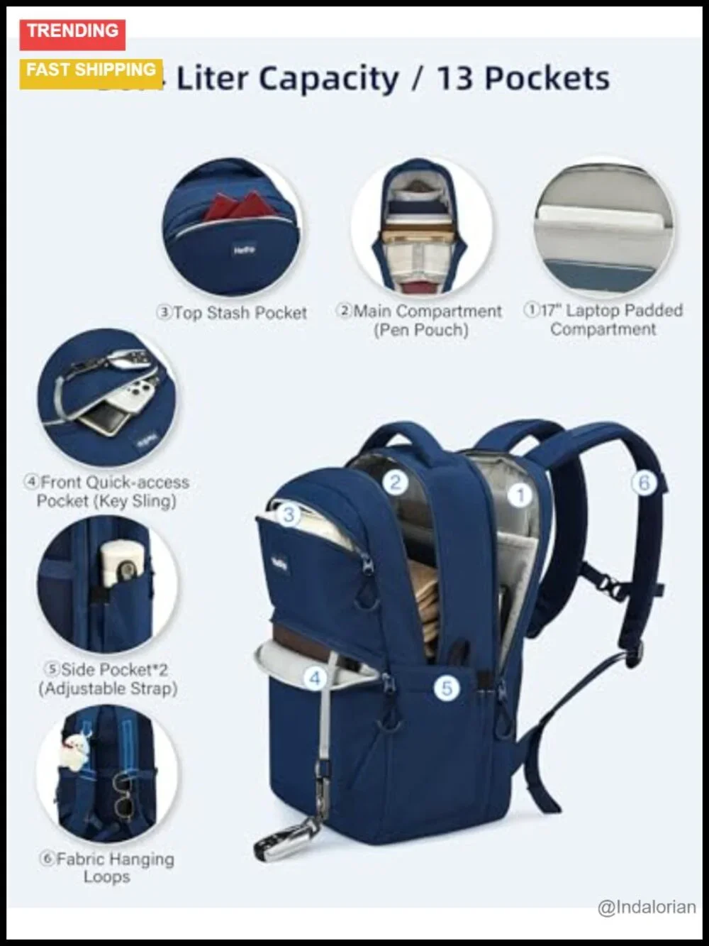 30L Travel Laptop Backpack Water Resistant Airline Approved Commuter